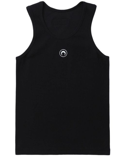 MARINE SERRE Black Crescent Moon-embroidered Tank Top for men