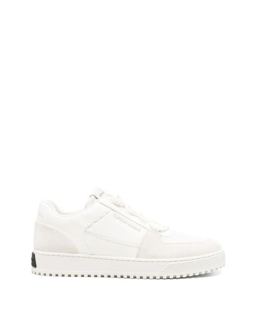 Emporio Armani White Panelled Lace-Up Sneakers for men