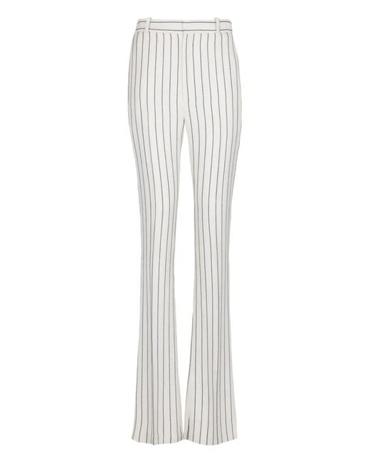 Balmain White Pantalon Droit À Fines Rayures