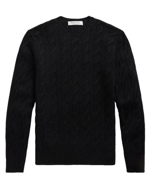 Ralph Lauren Black Cable-Knit Cashmere Jumper for men