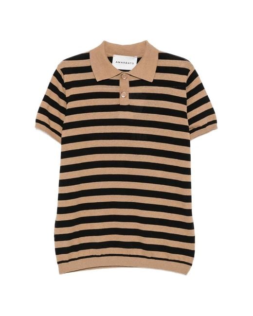 Amaranto Gestreept Poloshirt in het Black voor heren