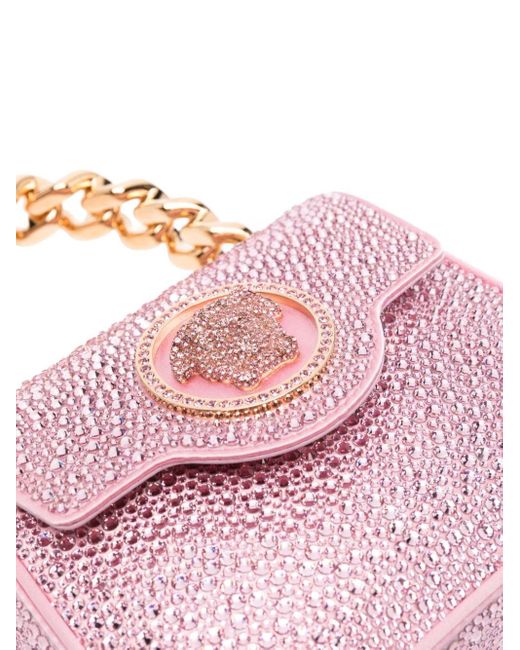 Bolso Medusa mini con detalles de cristales Versace de color Pink