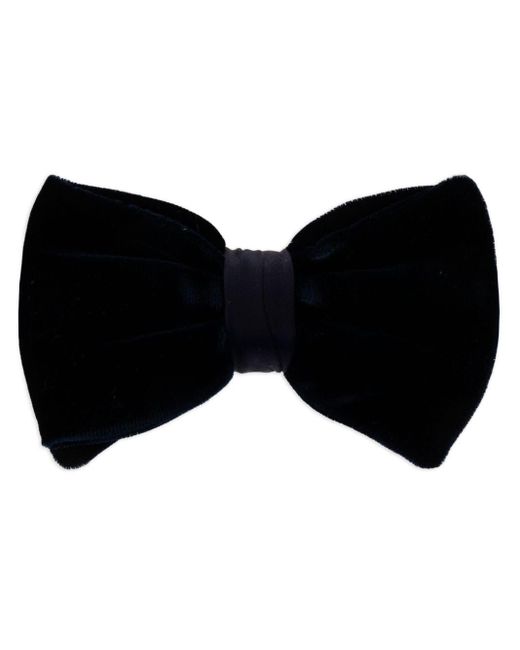 Giorgio Armani Black Hook-fastening Velvet Bow Tie for men