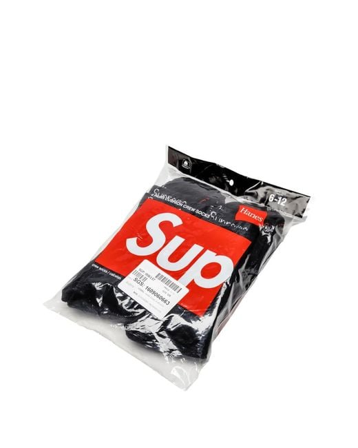 Supreme Red X Hanes Logo-Print Cotton Socks (Set Of Four) for men