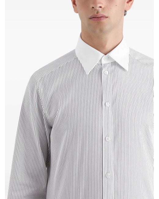 Dolce & Gabbana White Striped Long-Sleeved Shirt for men