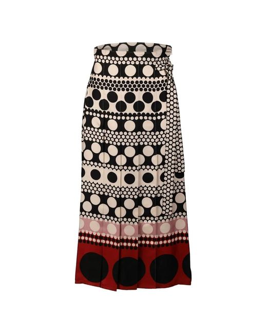 Valentino Garavani White Polka-Dot Pleated Midi Skirt