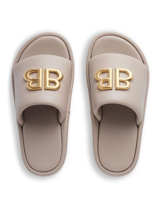 Balenciaga Rise Slippers Met Logo in het Brown