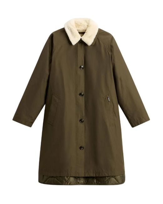 Woolrich Green Faux-Fur Padded Coat