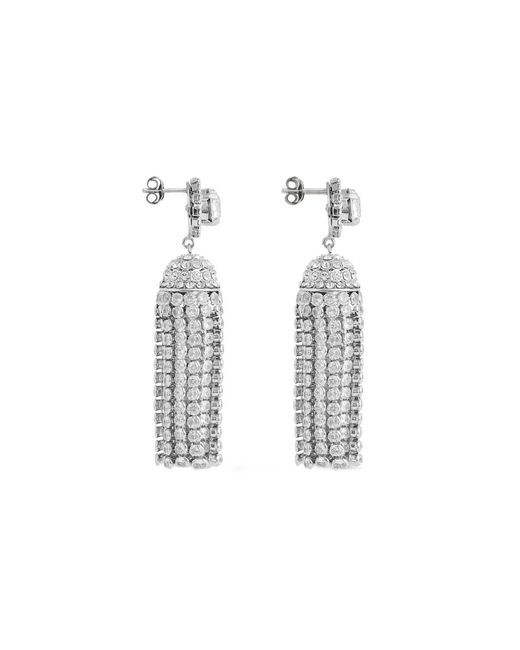 Rabanne White Crystal-Embellishment Tassel Earrings