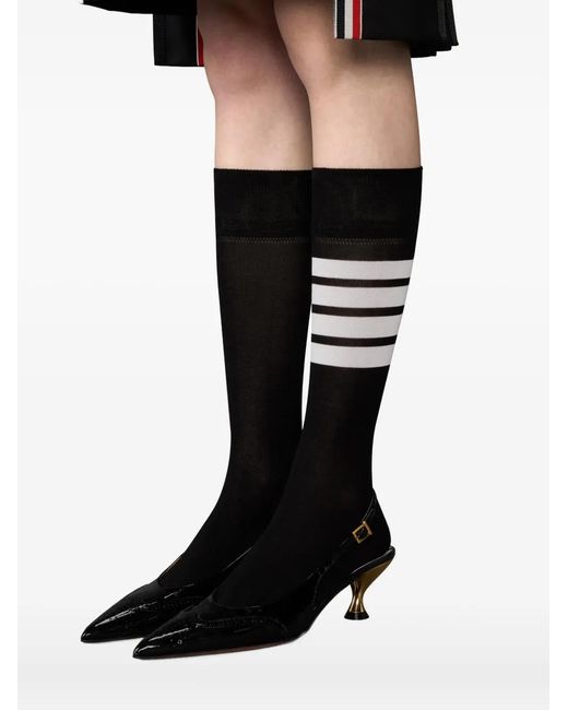 Thom Browne Black Soft Patent Wingtip Slingback Pumps 50Mm
