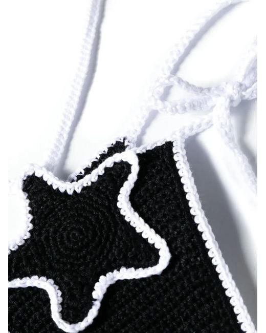Gcds Black Star-Patch Crochet Bikini Bottoms