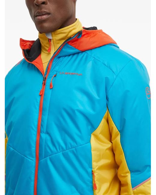 La Sportiva Blue Hooded Quilted-Design Jacket for men