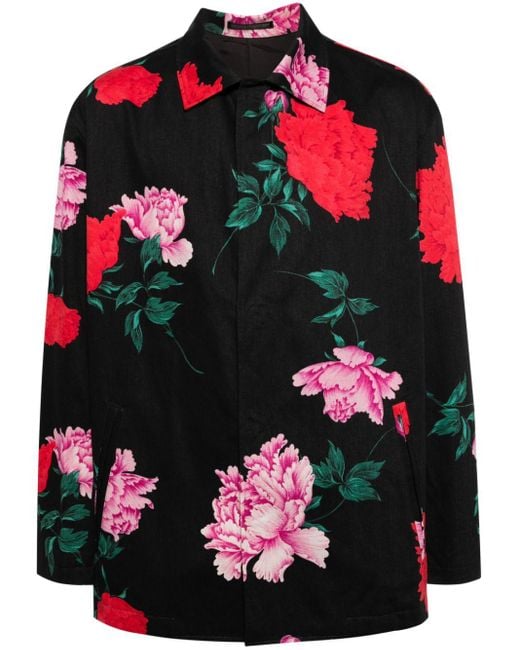 Floral-print shirt jacket Yohji Yamamoto de hombre de color Black