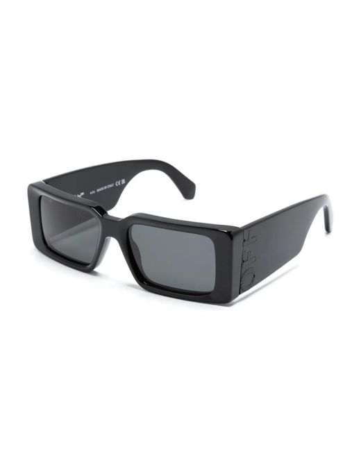Off-White c/o Virgil Abloh Gray Logo-Engraved Rectangle-Frame Sunglasses for men