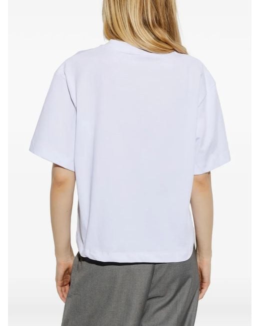 Munthe White Nuri Embroidered-Detail Cotton T-Shirt