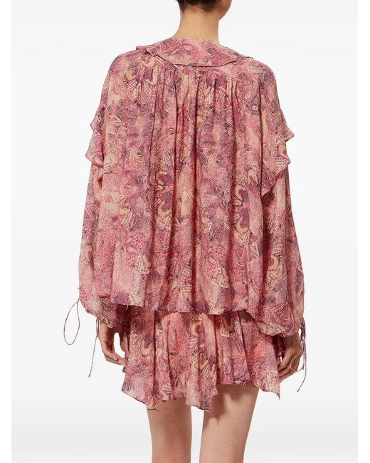 Isabel Marant Red Charis Mandala-Print Blouse