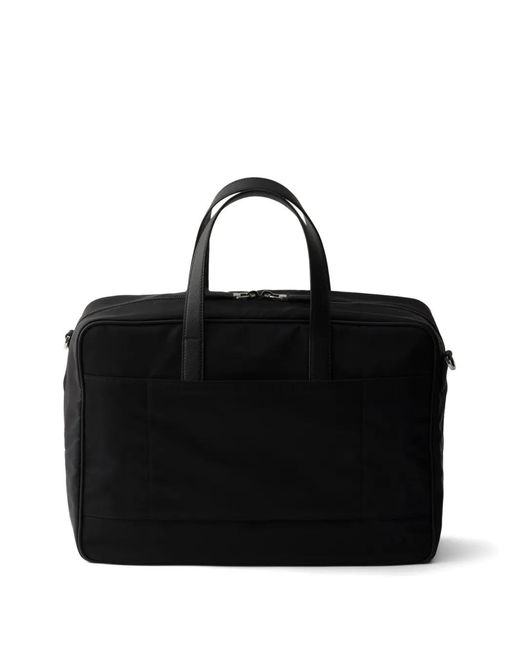 Prada Black Re-Nylon And Saffiano Leather Work Bag for men