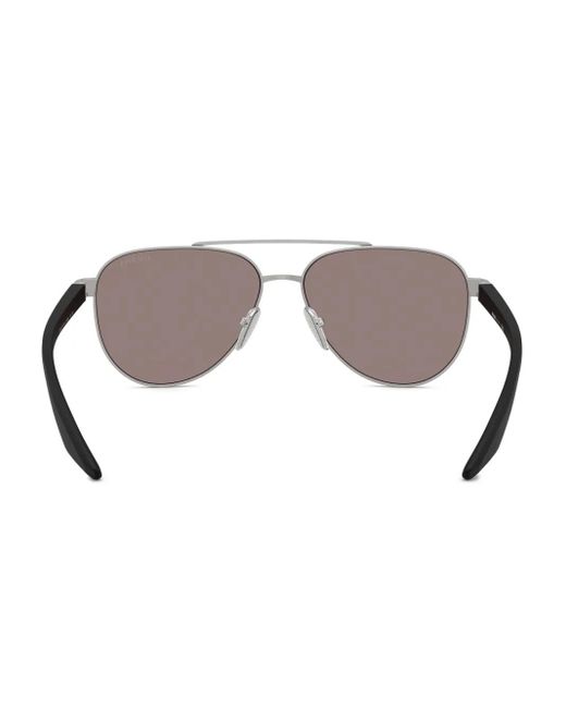 Prada Linea Rossa Gray Pilot-Frame Sunglasses for men