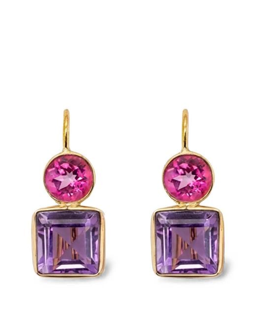 Lizzie Fortunato Pink Pastille Topaz And Amethyst Earrings
