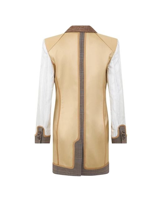 Moschino Natural Manteau Croisé À Design Patchwork