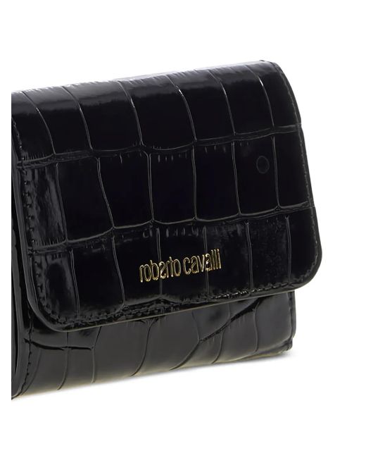 Roberto Cavalli Black Crocodile-Embossed Wallet