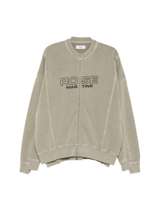 Martine Rose Natural Logo-Print Zip-Up Sweatshirt