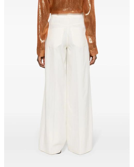 Pantalones anchos con cierre de botón Forte Forte de color White