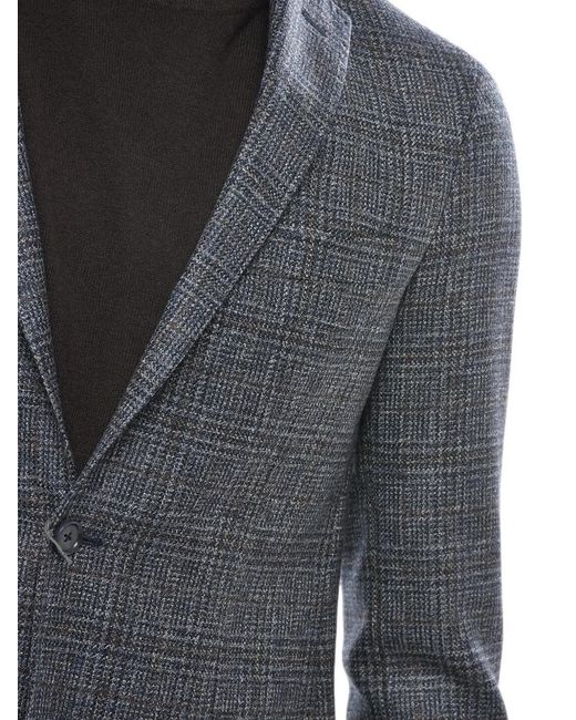 Corneliani Gray Check-Pattern Wool Blazer for men