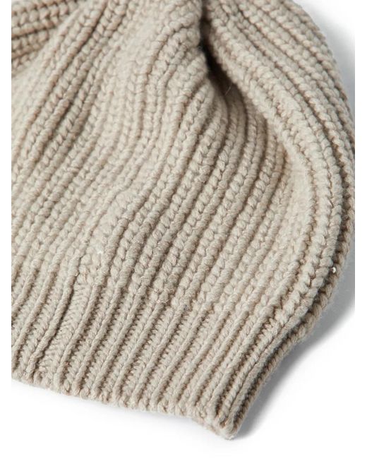 Brunello Cucinelli Natural Wool Beanie Hat