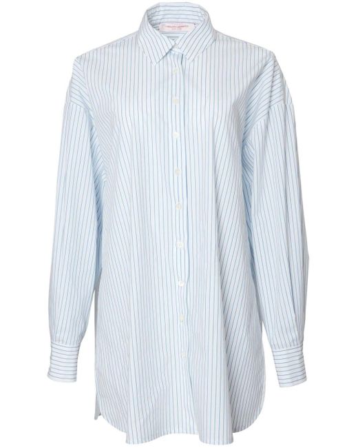 Carolina Herrera Blue Long-sleeve Pinstriped Cotton Shirt