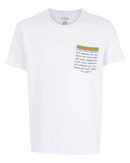 Amir Slama White Slogan-Print Pocket T-Shirt for men