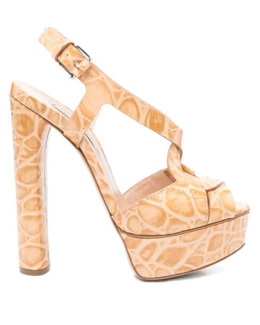 Casadei Metallic 140Mm Flora Jurassic Crocodile-Effect Platform Sandals