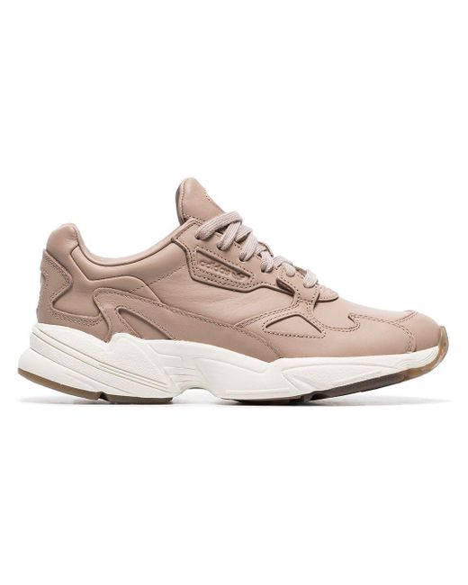 Adidas Pink Nude Falcon Low Top Leather Sneakers