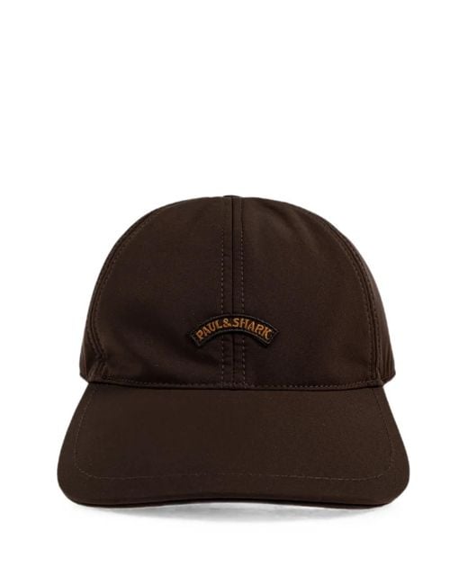 Paul & Shark Brown Logo-Patch Elasticated-Back Cap for men