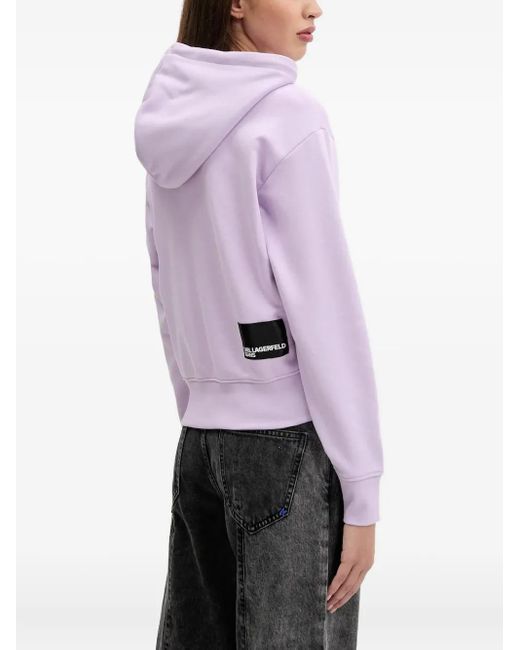 Karl Lagerfeld Purple Logo-Print Hoodie