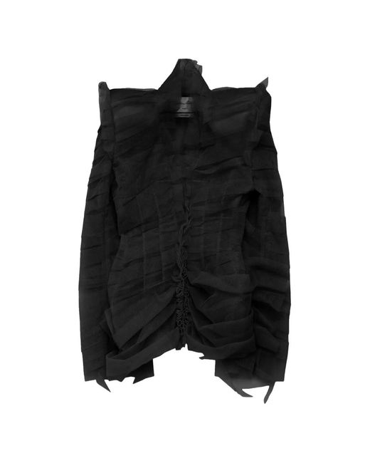 MATIERES FECALES Black Pleated Asymmetrical Jacket