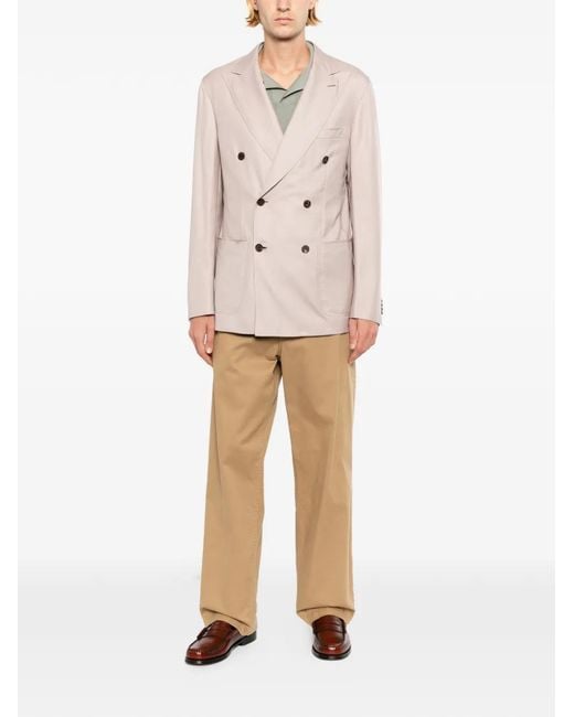 Brioni Natural Double-Breasted Peak-Lapel Jacket for men
