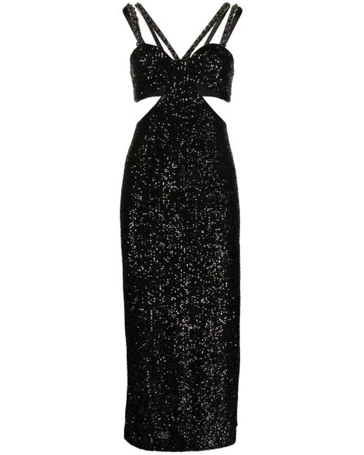 Rebecca Vallance Missing Hours Sequinned Cut-out Midi Dress in Black | Lyst