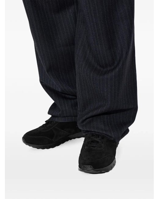 Kiton Black Suede Classic-Lacing Sneakers for men