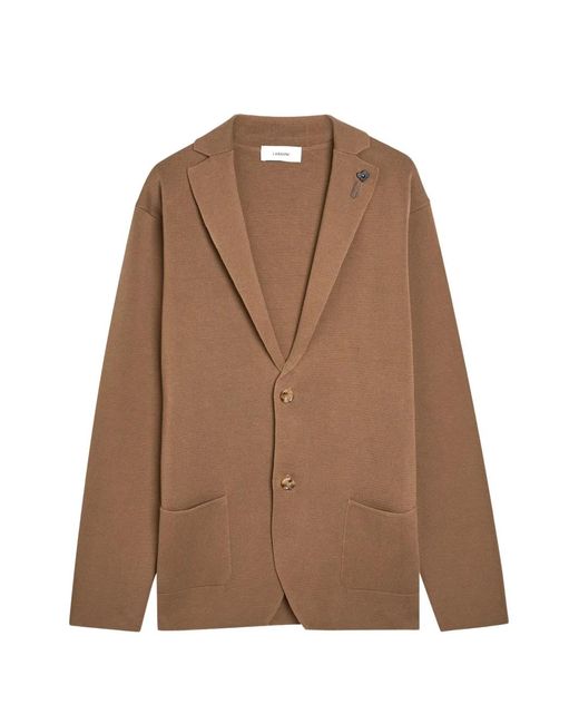 Lardini Brown Button-Up Cotton Cardigan for men