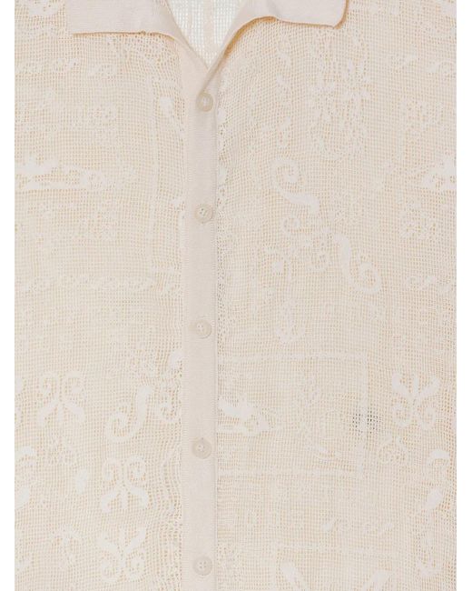 Agua Bendita White Jared Embroidered Short-Sleeve Shirt for men