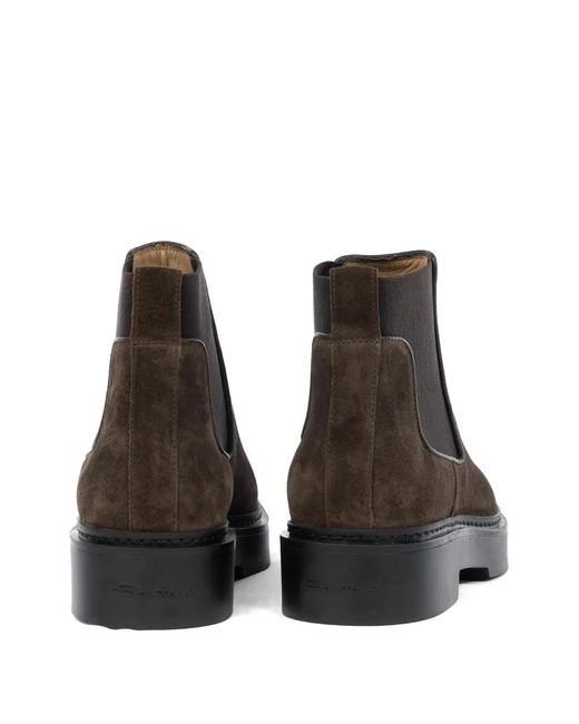 Santoni Brown Suede Chelsea Boots