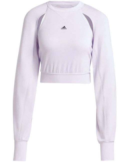 Adidas Cut-out Cotton Crop Top in het Blue