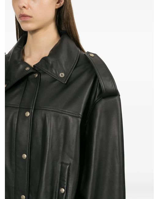 Halfboy Black Snap-Button Leather Jacket