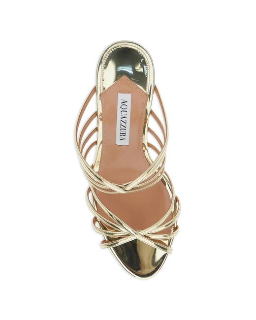 Aquazzura Metallic 75Mm Tell Me Heeled Sandals