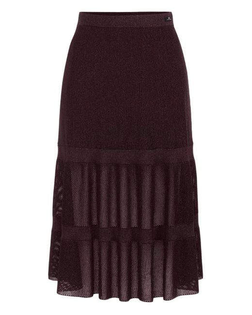 Falda midi de punto con capas Elisabetta Franchi de color Purple