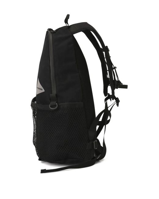 And Wander Black Logo Print Backpack