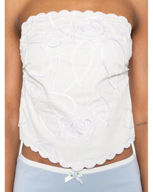 BERNADETTE White Beurre Embroidered Top