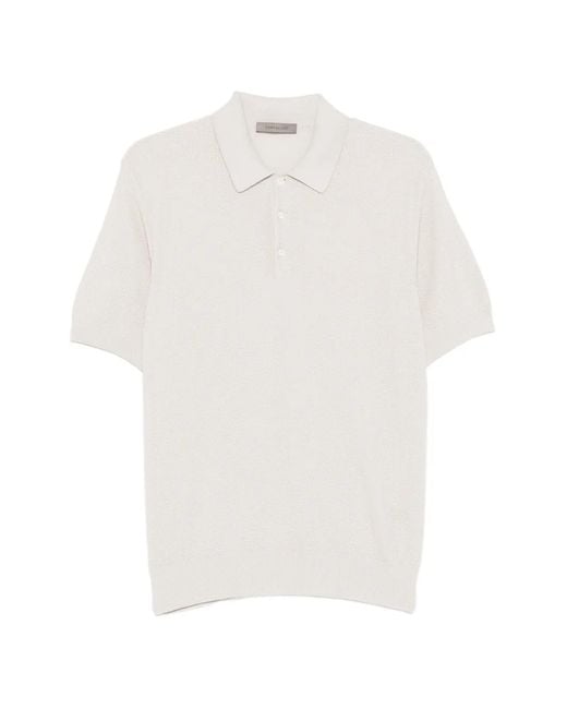 Corneliani White Waffle-Knit Polo Shirt for men
