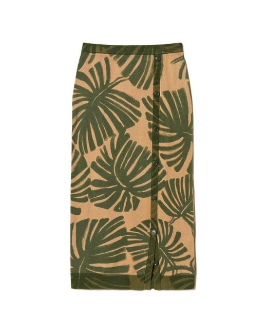 Twinset Green Midi Knit Skirt With Print
